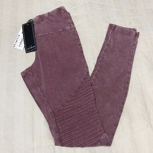 Deep Rose Acid Washed Moto-Style CottonOn Leggings